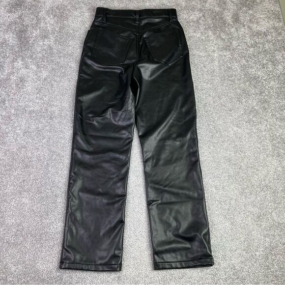 Abercrombie & Fitch Faux Leather Pants Women's 27 Black 90's Straight High Rise - Picture 3 of 10